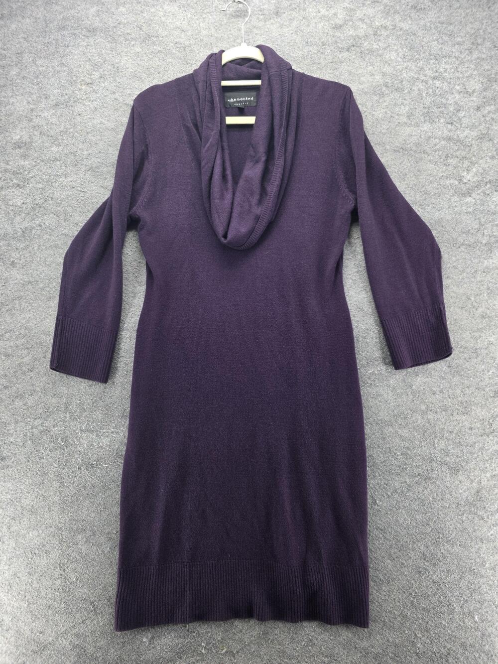 Connected Apparel Sweater Dress Womens XL Purple Cowl Neck Pullover Long Sleeve